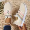 spring flying woven shoes, rainbow belt single shoes, casual one-pedal shoes