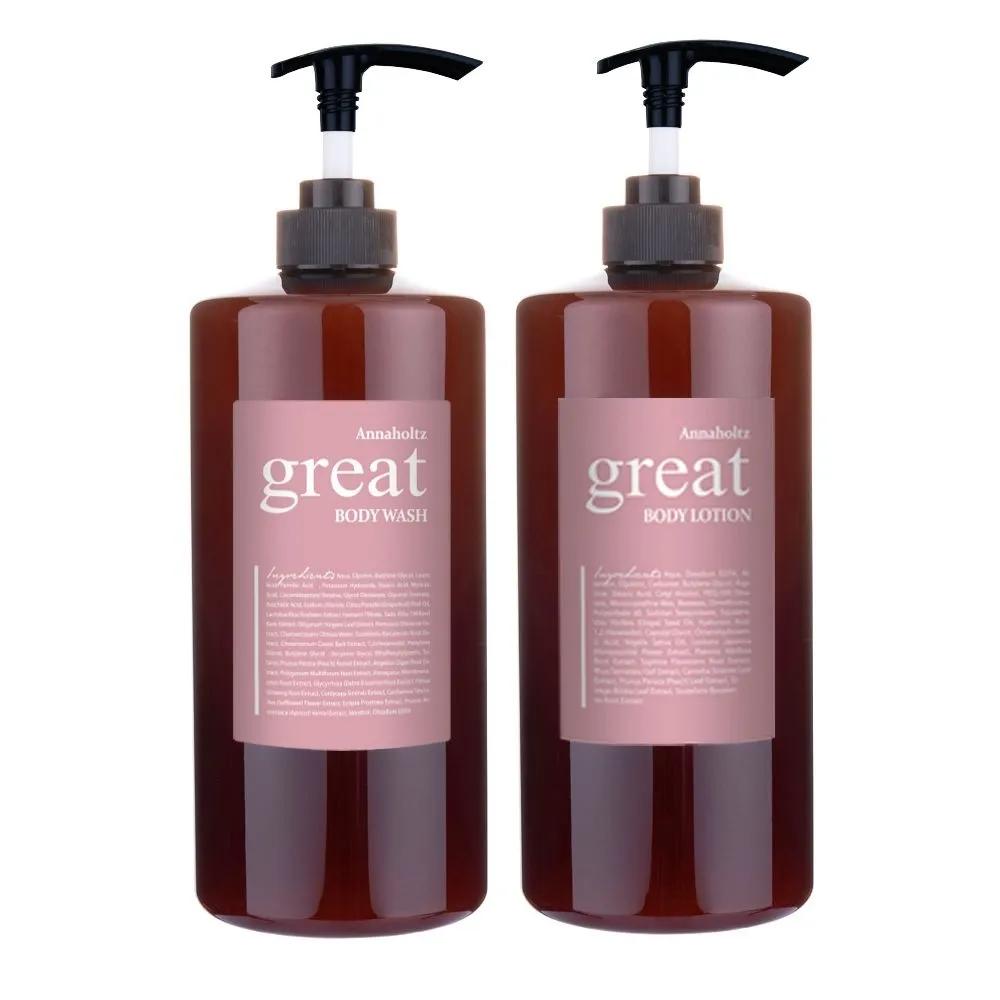 

Anna Holtz Great Body Lotion & Body Wash 2-Piece Set 1000ml Highly Moisturizing Cleanser Shower Gel Natural Grapefruit Scent