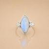 Rainbow Moonstone Marquise Ring 925 Sterling Silver, Blue Flash Moonstone Statement Ring, Vintage Style Handmade Gemstone Jewelry
