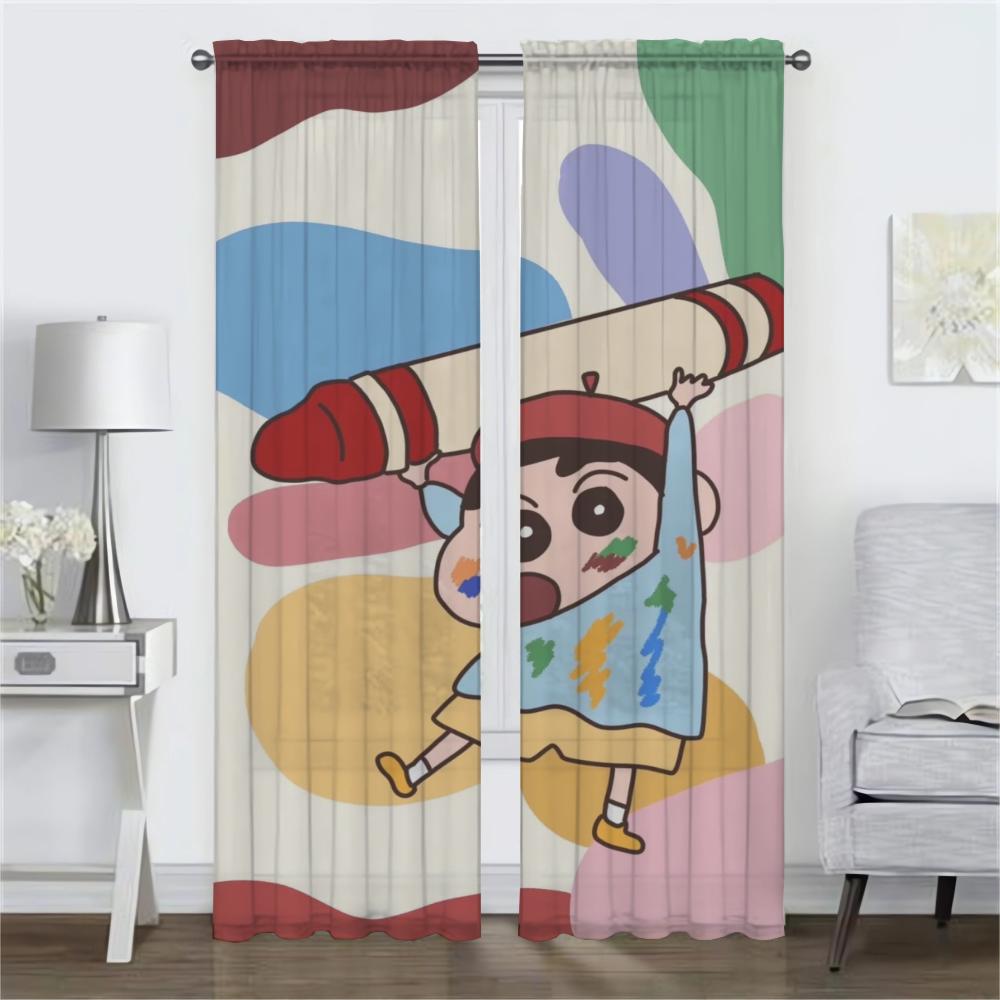 CrayonS ShinS ChanS Blackout Curtains for Living Room Curtain Shades Tulle for Bedroom Home Interior Curtains 2 Pieces Partition