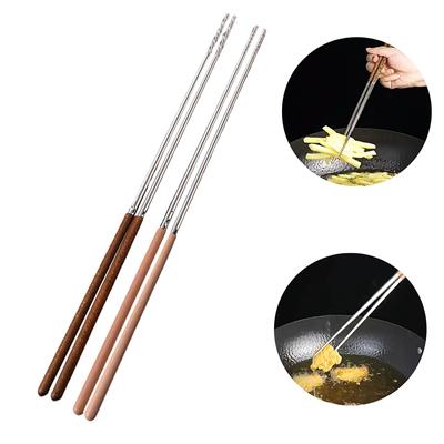 1 Paar Essstäbchen aus Edelstahl, lange Essstäbchen, zum Kochen von Nudeln, frittierter Topf, chinesische Essstäbchen, wiederverwendbare Essstäbchen aus Metall