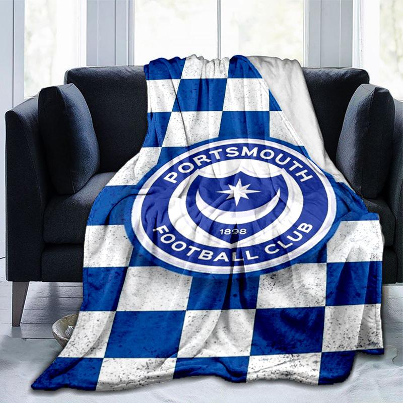 Ports-mouth Fc Anniversary Printed Throws Blanket Soft Flannel Blankets for Couch Bed Gifts for Men Women Picnic blanket Christmas gifts
