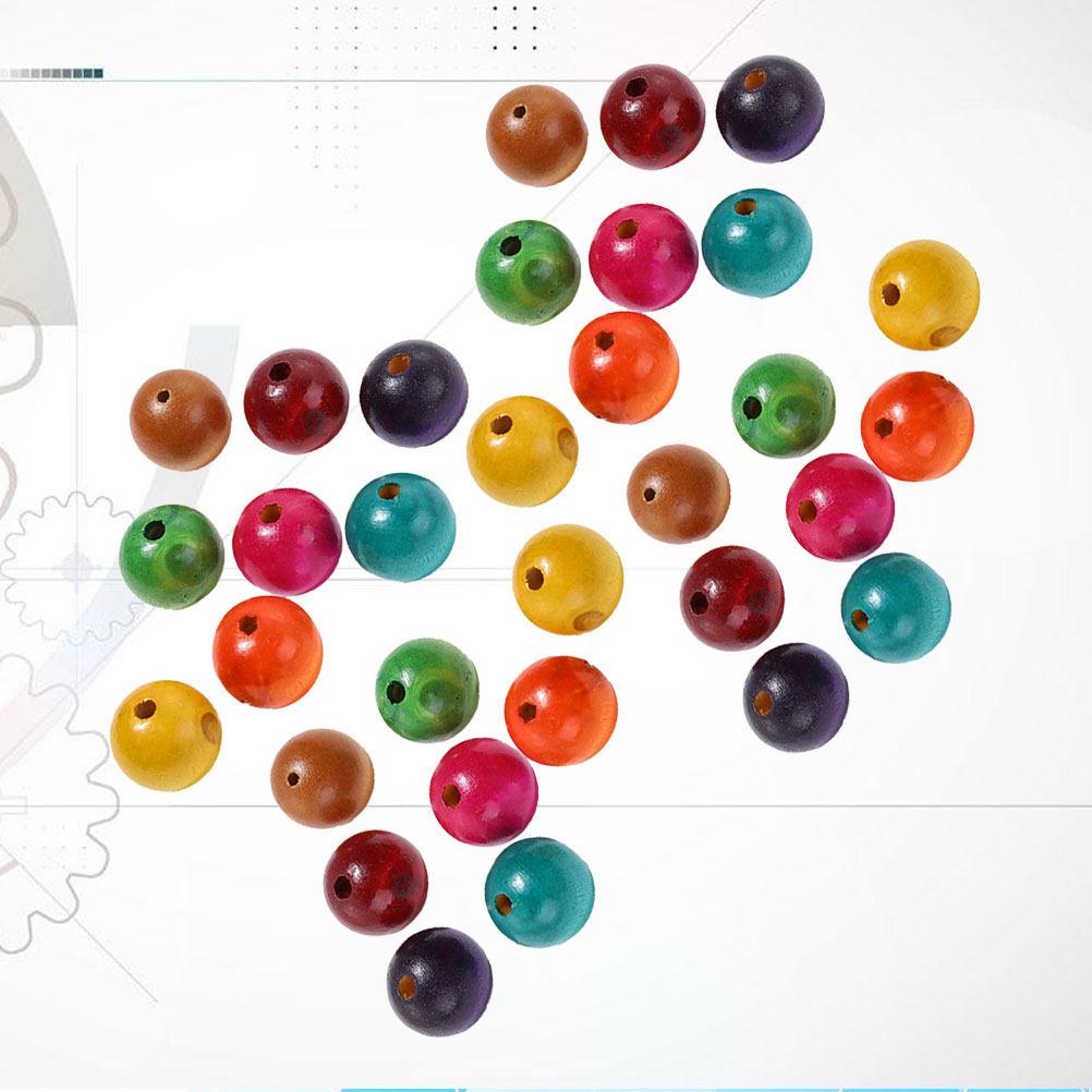 600Pcs Colored Wooden Beads 8Mm Round DIY Craft Beads for Jewelry Making Creative Accessories Natural Wood Smooth Finish Kids
