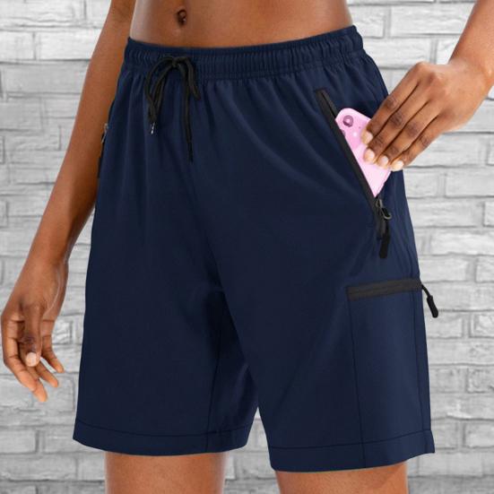 Women Spring Summer Sports Shorts Quick-drying Breathable Yoga Gym Workout Short Pants Elastic Waist Drawstring Athletic Running Fitness Shorts