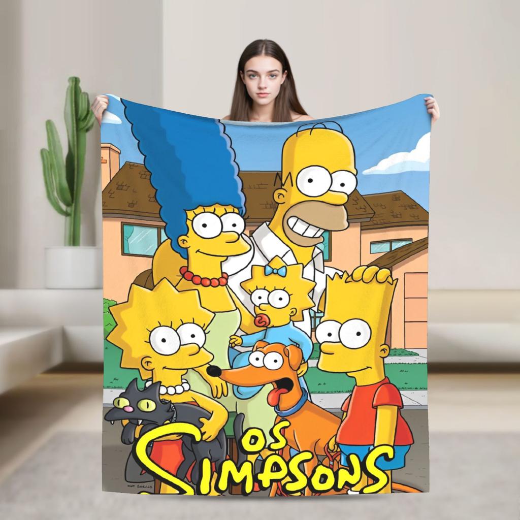 Super Warm Blanket Decorative The Simpsons Cartoon Throw Blanket Flannel Bedspread For Couch Chair Fluffy Sofa Bed Cover