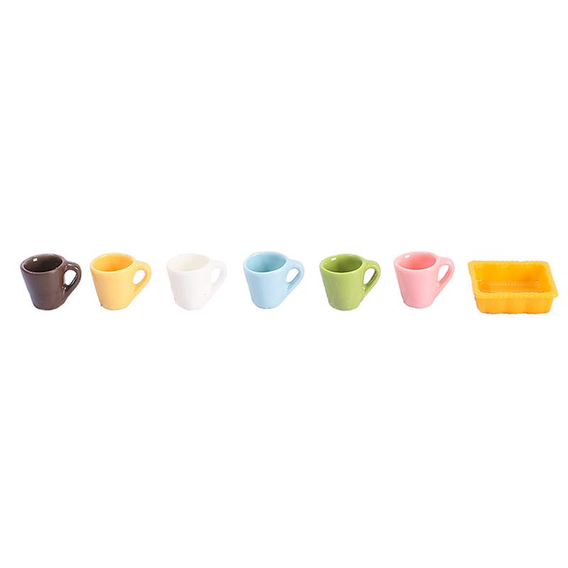 4Pcs 1:12 Dollhouse Miniature Coffee Cup Tea Cup Tray Kitchen Model Decor Toy