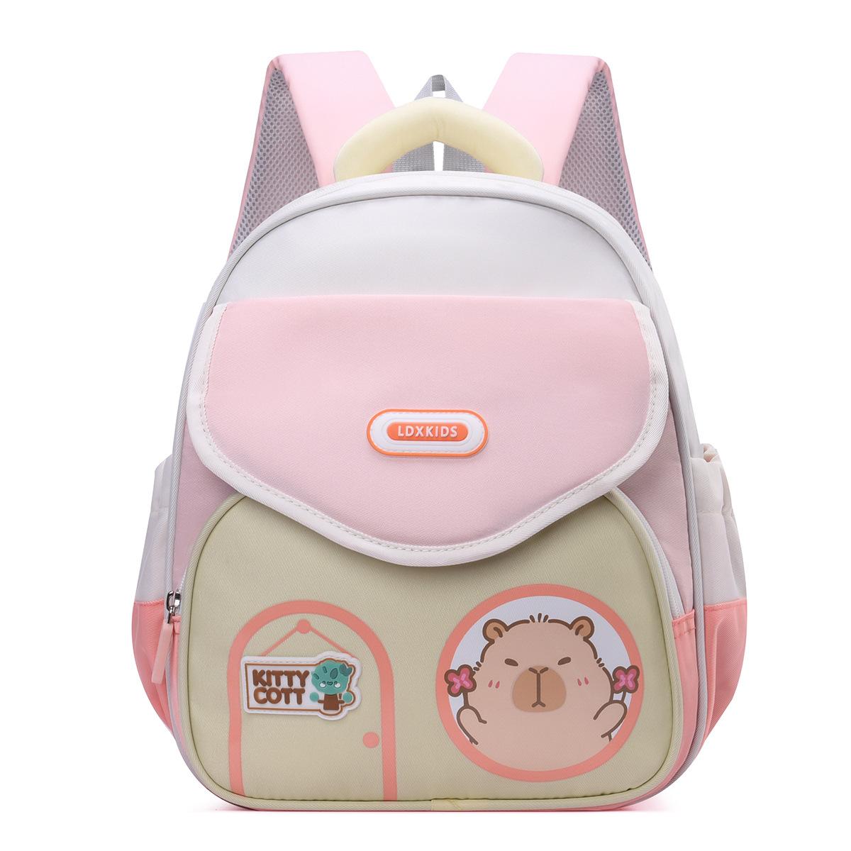 

School bag cartoon children s bag new class first grade kapibara ridge backpack рожевий