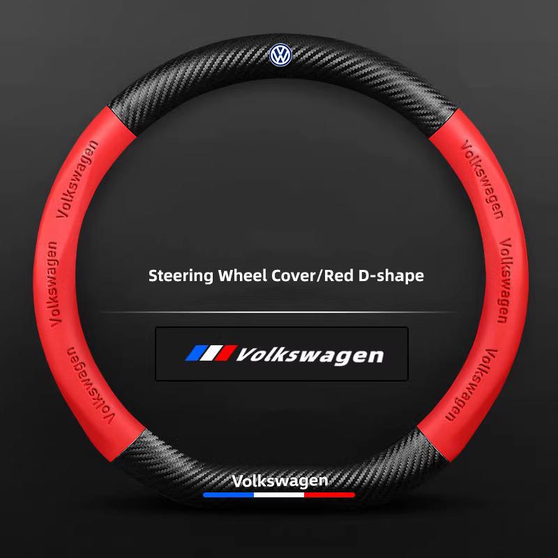 For VOLKSWAGEN Car Carbon Fibre Steering Wheel Cover Anti Slip Steer Handle Caps For VW GTI Scirocco Polo Passat Golf Tiguan Jet