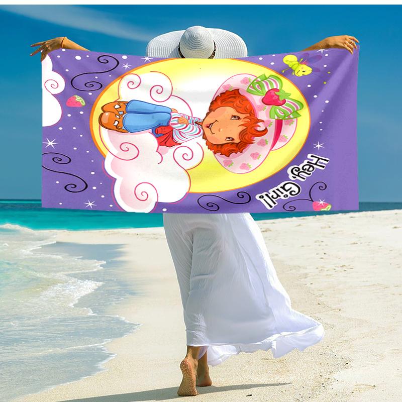 1pc Strawberry Princess3 Beach Towel, Comfortable and Thick, and Swimming/Bath/Picnic/Camping Towel, Suitable for Seaside Beaches