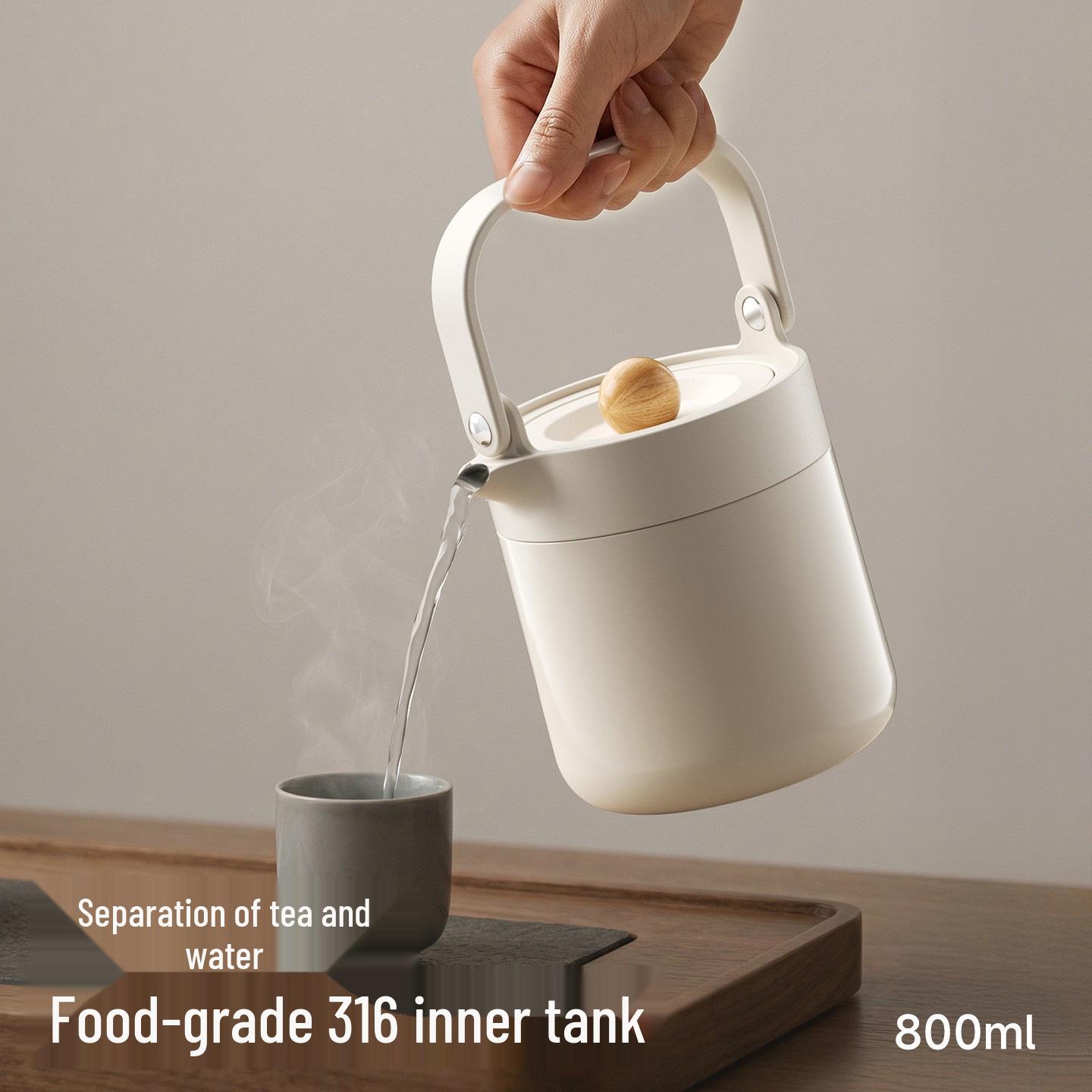 

2026 Model 316 Stainless Steel Thermos Flask with Large Capacity and Tea Water Separator for Home, Dorm, or Office Use In-Stock Unlabeled Beige
