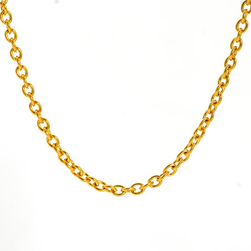 New titanium steel simple light luxury sweater chain new gold necklace stacked with cold