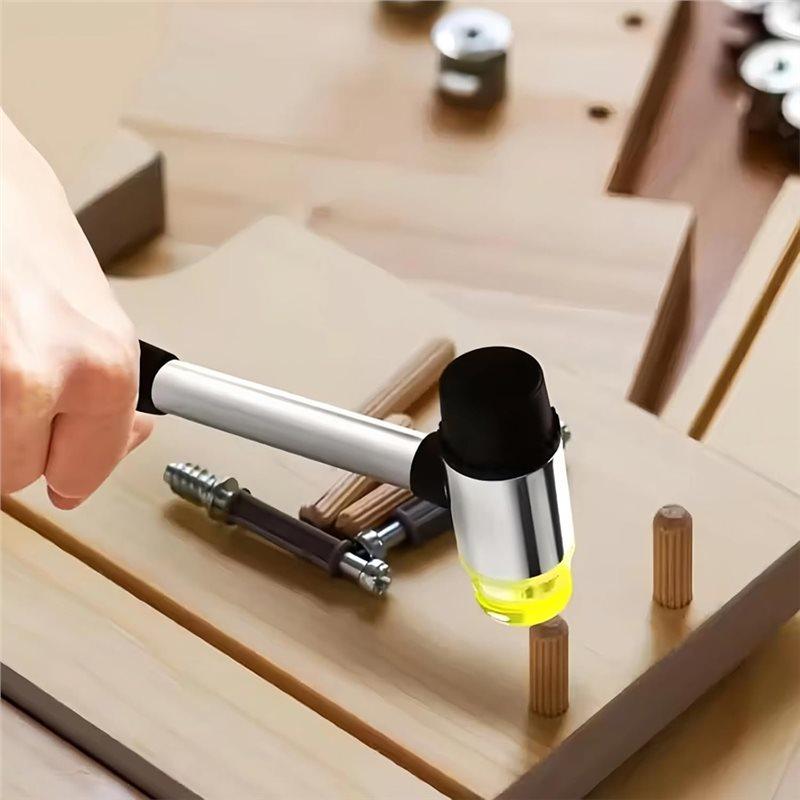 AEE4-Mini Soft Rubber Hammer Hammer Hardware Tool Multifunctional Removable Double End Steel Pipe Handle Installation Hammer