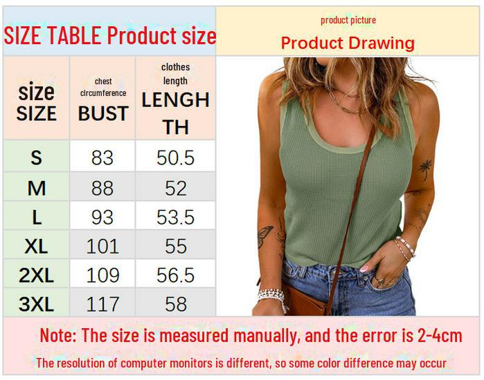 2023 European & American Women's Casual Vest: Spring/Autumn Solid Color U-Neck T-Shirt