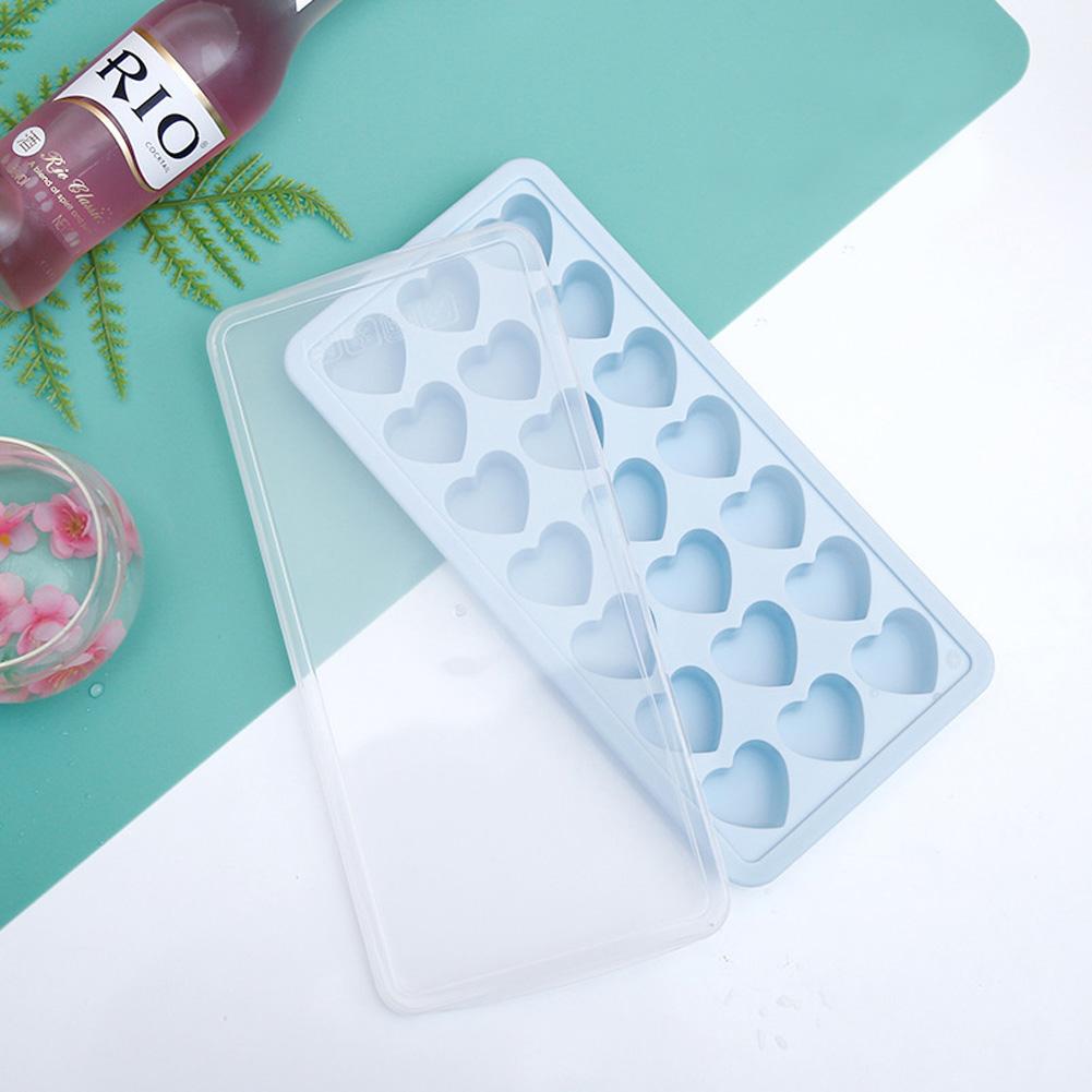 21 Grids Ice Block Mold Heart Shape Ice Tray Silicone DIY Handmade Ice Cream Chocolate Making Mould with Lid