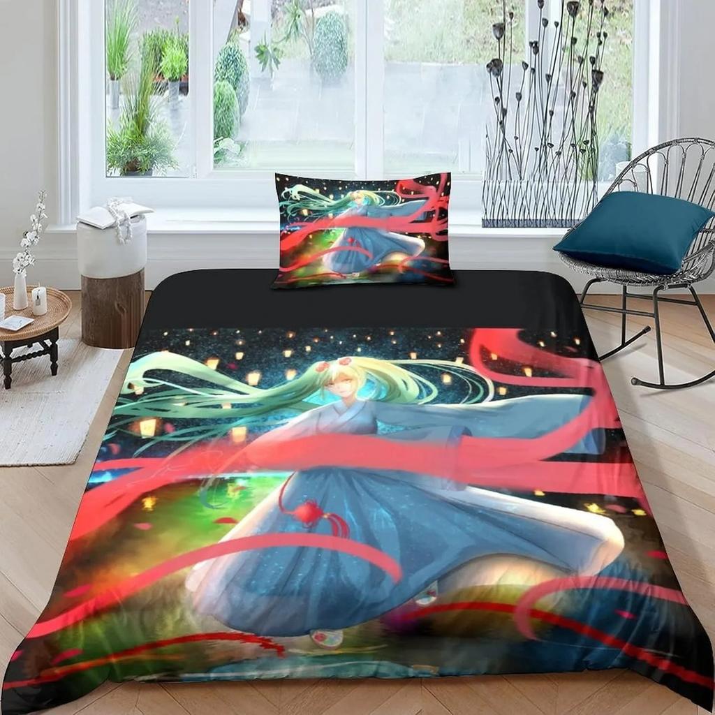 Anime H-Hatsunes Miku Duvet Cover cartoon cute bedding creative Kawaii girls bed sheet duvet cover pillowcase gift