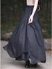 25 Small Warm Spring-Summer All-Cotton Irregular Swing Long Skirt, Literary Cotton-Linen Half-Body Skirt with Elastic Waist, Retro Style