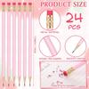 24 Pcs Round Pencils with Eraser HB Cute Pencils Bulk for School Graphite Wood Color Unsharpened Pencil for Drawing Sketching Wedding School Teacher