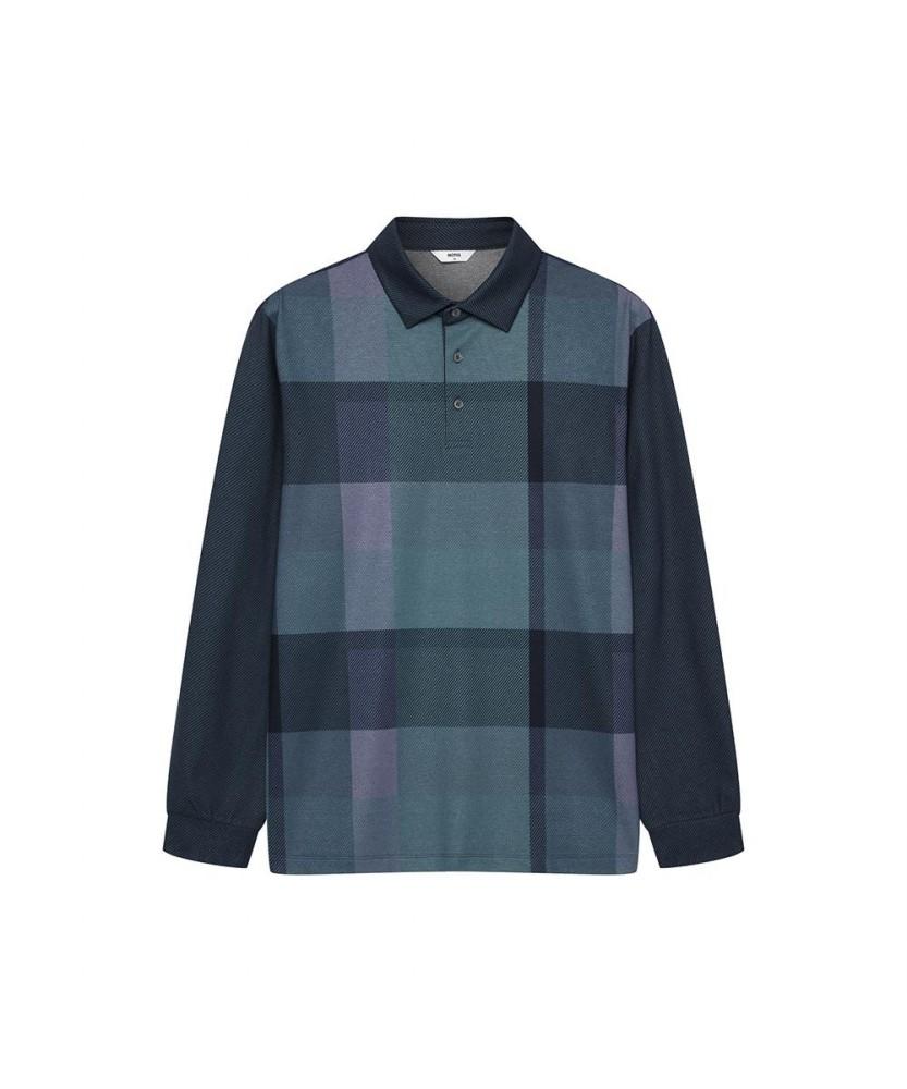 Notig Large Check Long Sleeve Polo Shirt Navy Navy/100