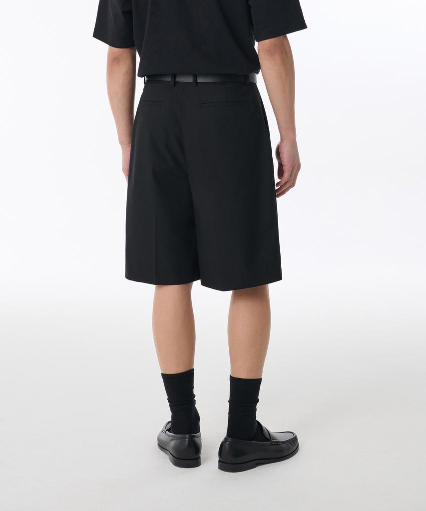 Musinsa Standard Whipcord Wide Hidden Banding Half Slacks [Black]