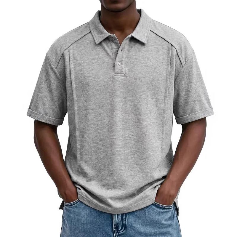 Men Heathered Blue Short Sleeve Casual Polo Shirt S