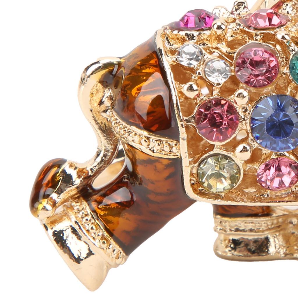 Keychain Exquisite RhinestoneEncrusted Elephant Car Bag Pendant for Girl Birthday Gift(Dark Brown )