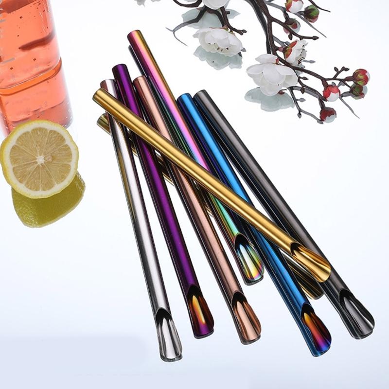 5 Pack Reusable Beverage Straw Multicolor 304Stainless Steel Travel Straw Wine Straw Drinking Straw for Drinkings