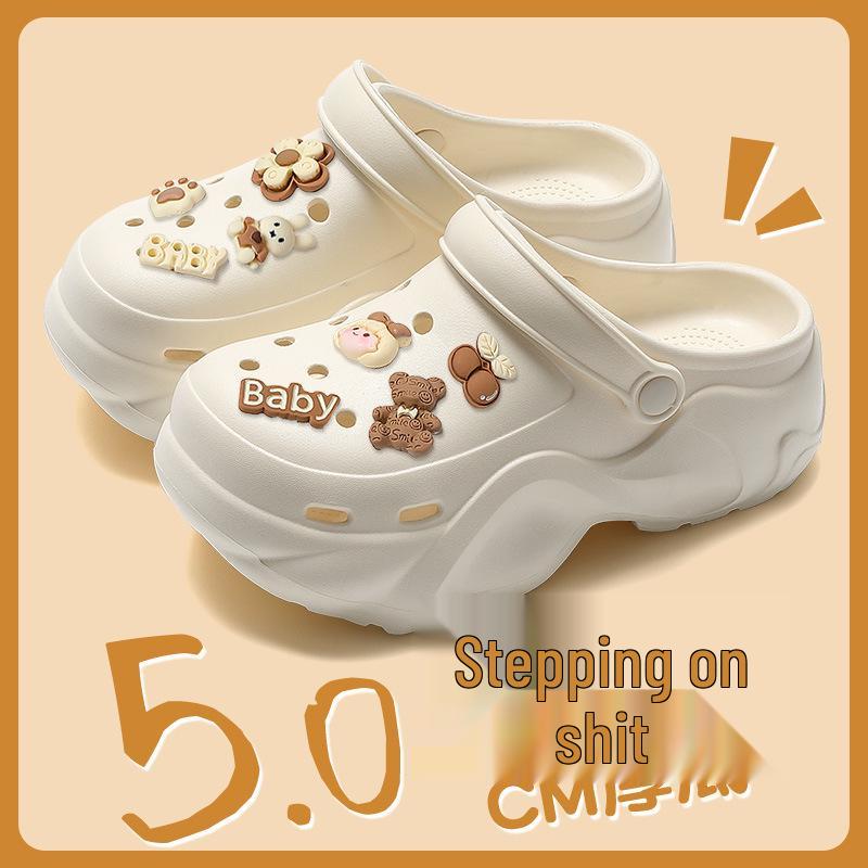 2025 Trendy Xiaohongshu Influencer Cute Cartoon Non-slip Thick-soled Summer Outdoor Closed-toe Slippers