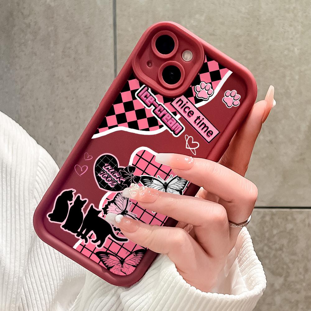 Soft Silicone Square Ladder Printing Pattern Phone Casing Full Cover Camera Shockproof Protection Rubber Case for Vivo