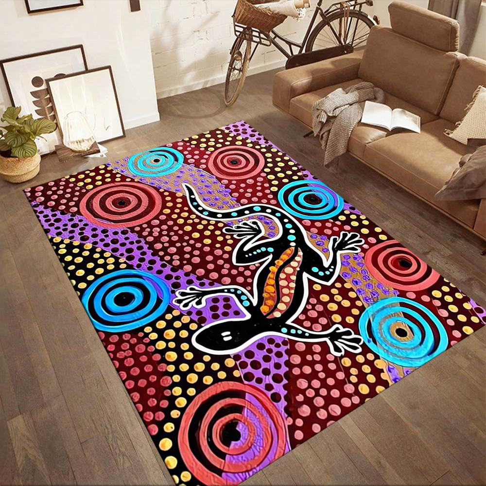 Aboriginal Art Gecko Floor Mats for Living Room, Bedroom and Room Decoration Are Suitable for Gifts.