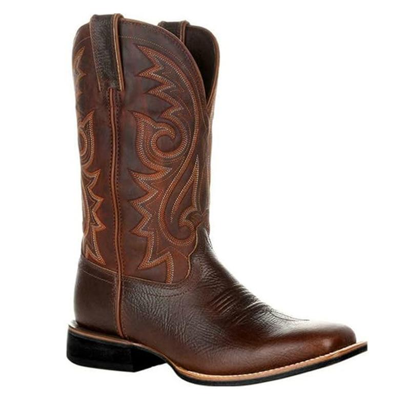 

Autumn and winter new men s short embroidered thread western boots British style square head square heel cuff short boots 43 Customization is not returned or exchanged. чёрный