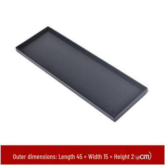Rectangular Japanese Black Wooden Serving Tray - Solid Wood Plate for Dinner, Tea, or Water Cups. Perfect for Retro Restaurant Decor.
