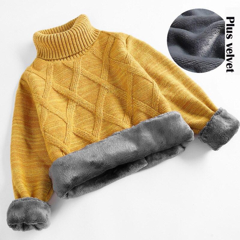 Winter Boy Kids Thick Knitted Bottoming Shirts Solid High Collar Pullover Sweater Baby Boys Sport Clothes