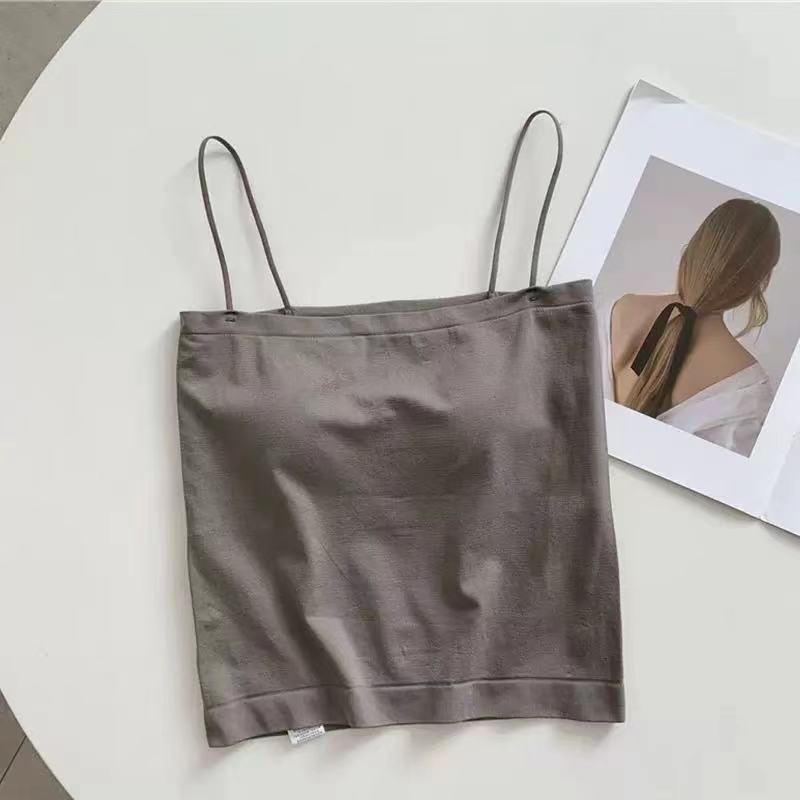 

Women s Slimming Spaghetti Strap Camisole with Built-In Bra One Size темно-сірий