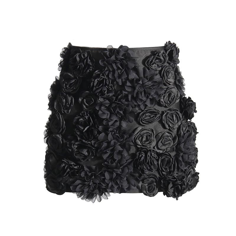 Spring 2025 A-Line Skirt: 3D Floral Detail, Sexy Slim Fit, Chic & Stylish