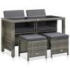 5 Piece Garden Dining Set with Cushions Poly Rattan Grey