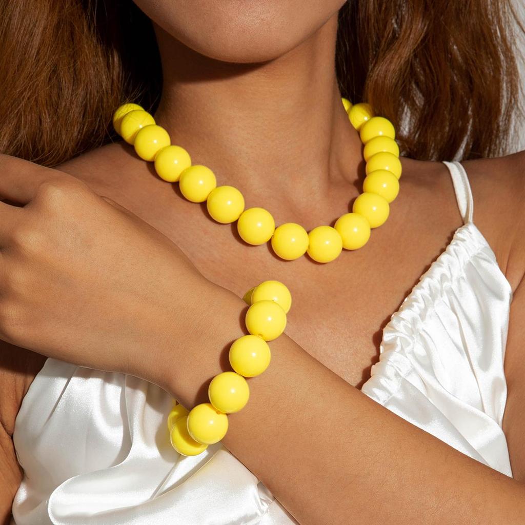 Sommerlich Frisch und Lebhaft Bunte Übertreibene Perlen Schmuck Damen Schmuckset Reise, Strandurlaub Dopamin Stil Halskette