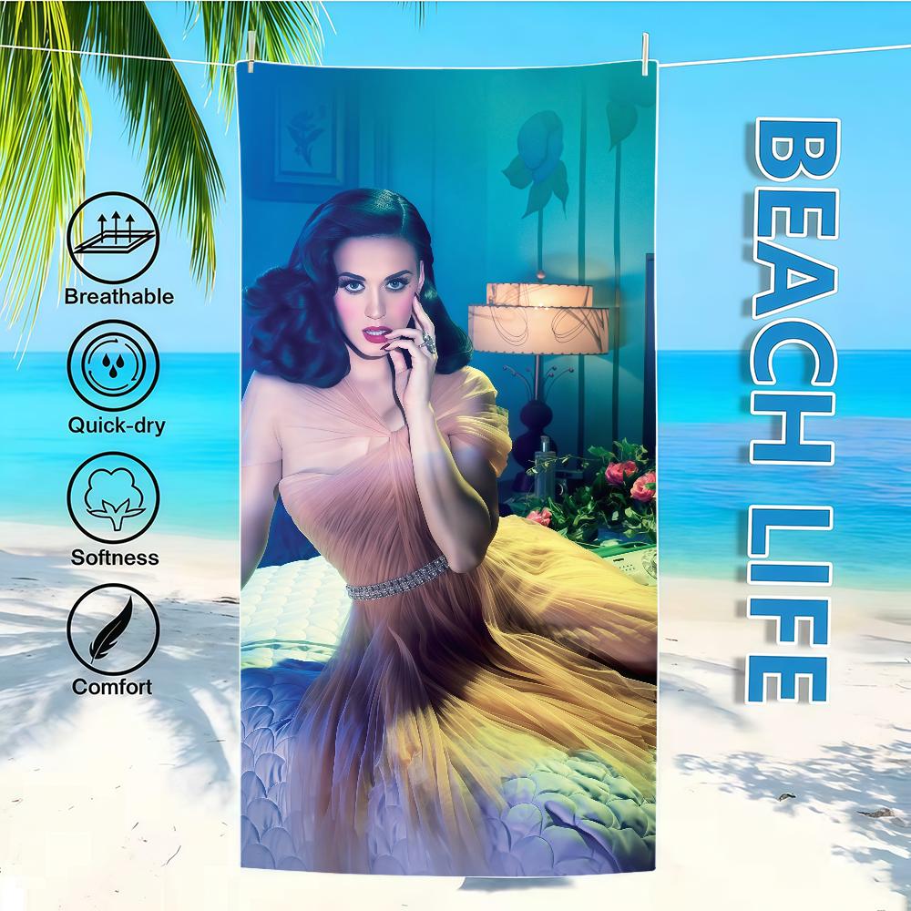 K-KatyS-ES Towel Textile Bathrobe Beach Quick-Drying Lightweight P-PerryS-ES Bandaids Singer Portable Album Camping Swim Pool