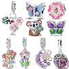 Spring New 100% Copper Flower Butterfly Cute Pet Charm Beads Suitable Fit Panoriginal Bracelet Exquisite