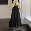 High Waist Autumn/Winter Pleated A-line Knit Skirt with Slimming Design