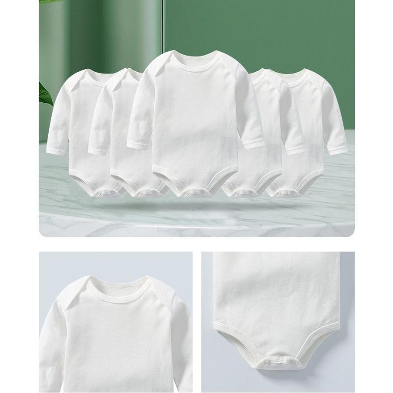 Long Sleeves Baby Bodysuits 100% Cotton Solid White Color Newborn Baby Boy Girl Rompers Infant Jumpsuit 0-24 Moth
