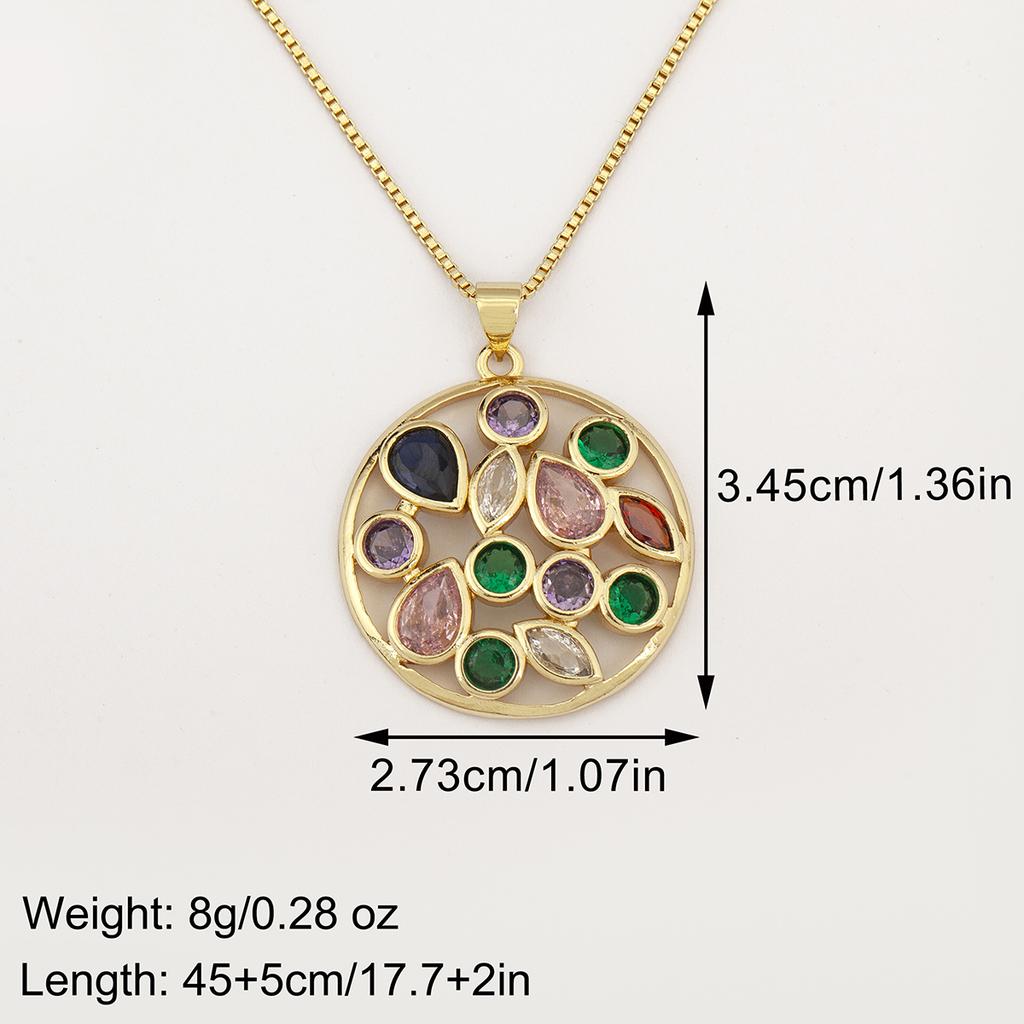 Nidin Hot Sale Round/Water drop/Star Shape Full Colorful Zircon Charm Pendant Necklace For Female Elegant Aesthetic Jewelry Gift