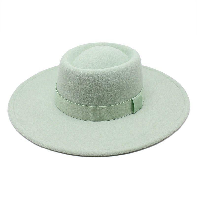 Popular European and American Simple Wool.cm Brim Men's and Women's Autumn and Winter Warm Outdoor Oval Ring Top Hat