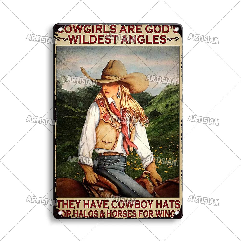 Artisian Ride Horse Metal Poster Cowgirl Cowboy Tin Plate Horse Racing Decorative Sign Wall Decor Garage Bar Pub Club Hotel Cafe