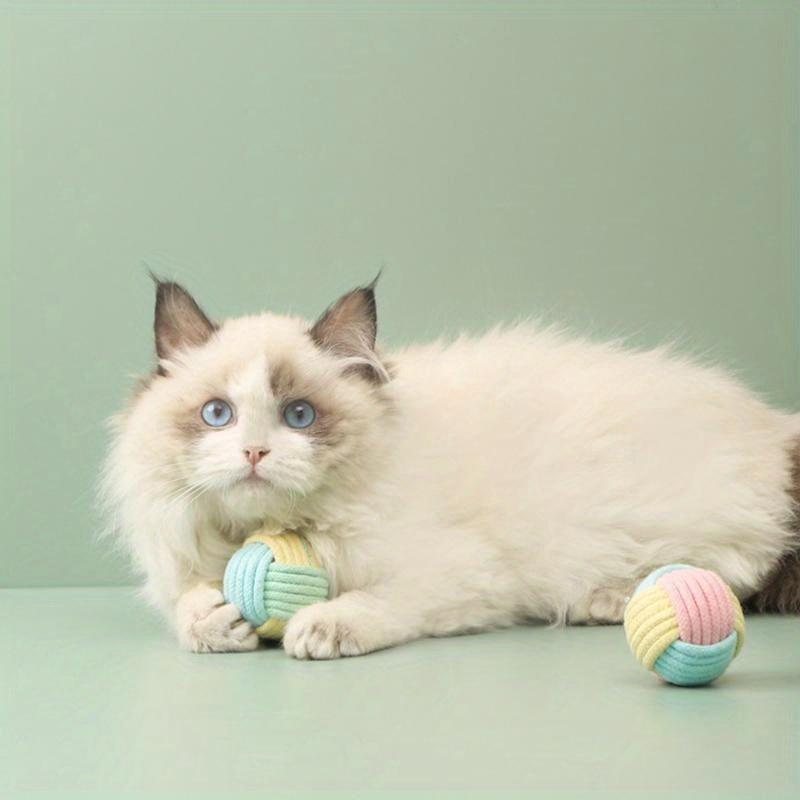 Interactive Cotton Rope Toys Ball for Cats Accessories Pet Toy Cotton Ball Chew Cotton Rope Knot Ball Training Interactive Toy