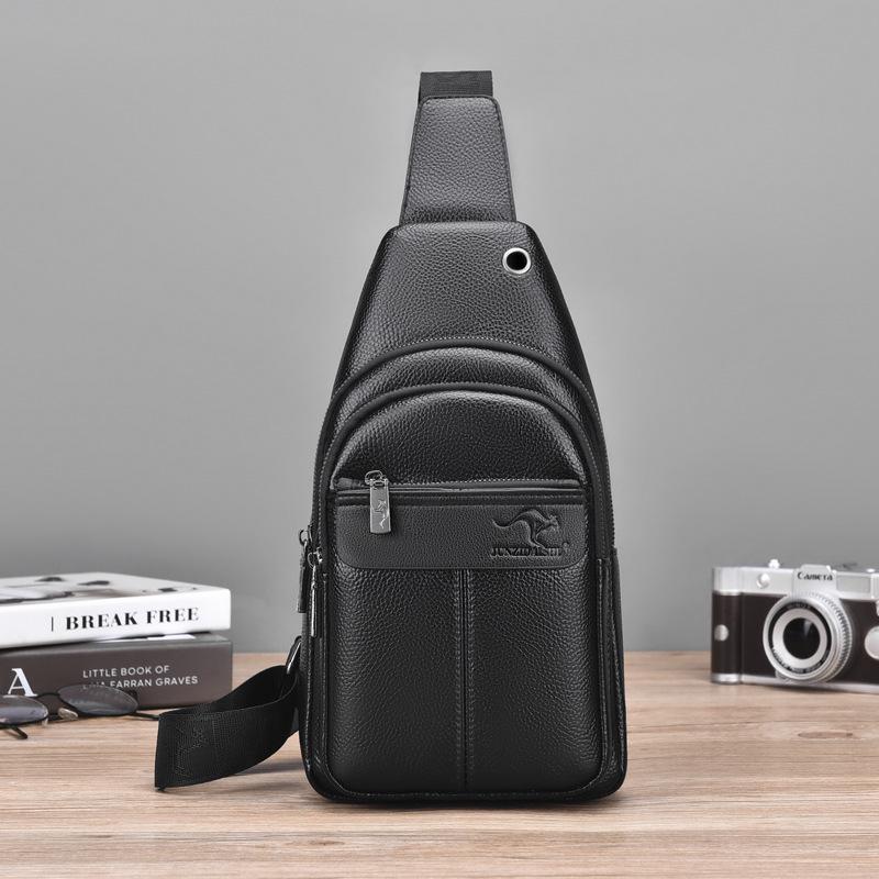 2025 Men's Large Capacity Soft Leather Crossbody Chest Bag with Multi-Compartments