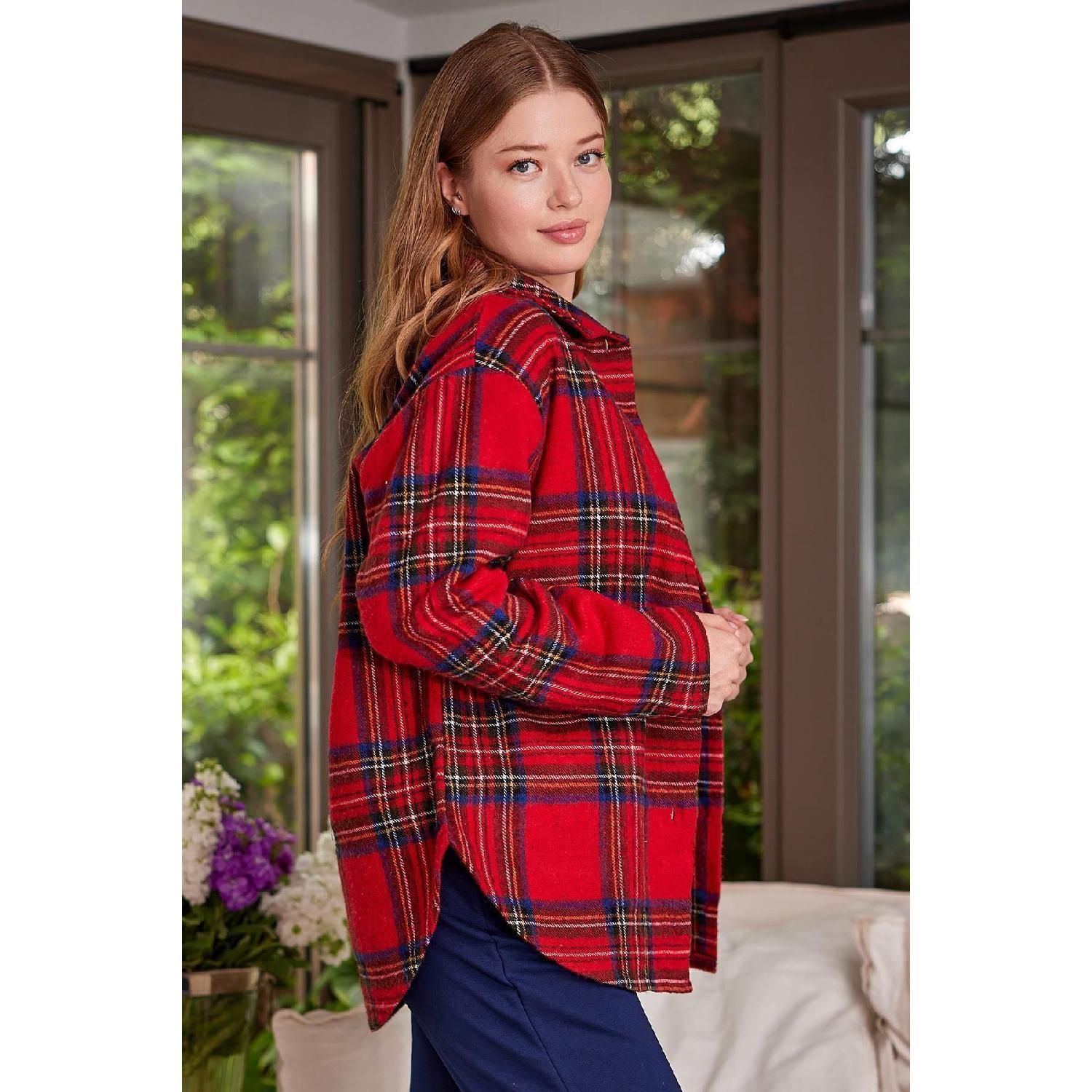 

Trendless Lumberjack Shirt - Long Sleeve Patterned Women s Shirt M червоний