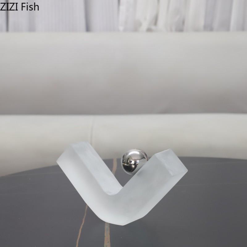 V-shaped Geometric Crystal Statue Minimalism Handicrafts Desk Decoration Creative Ornaments Sculpture Room Aesthetic Decor