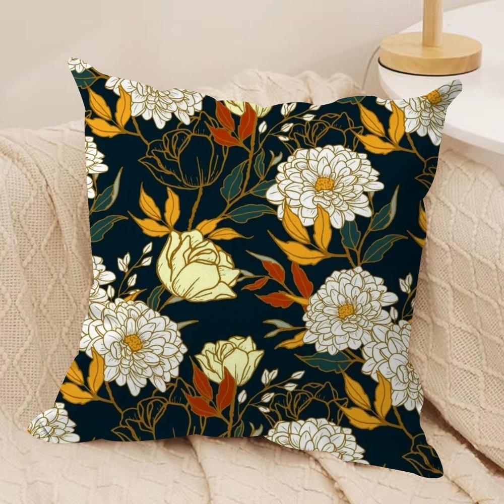 Classic Fresh Floral Pattern Cushion Cover Soft Plush Fabric DoubleSided Printed Cushion Covers for All Seasons Home Decor