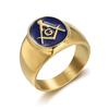 Punk Simple Masonic Symbol Ring Wholesale Gold Color Stainless Steel Minimalist Rings For Men Women Fashion Party Jewelry Gift