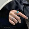 Sparkling Gemstone Open Ring Women'S Niche Design Sense Personality Index Finger Ring Light Luxury High-End Ring